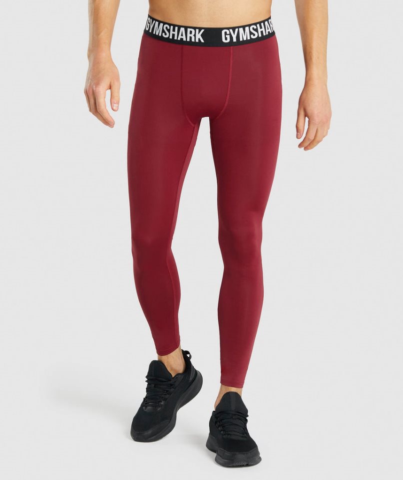 Men\'s Gymshark Element Baselayer Leggings Burgundy | CA A61570